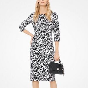 MICHAEL KORS Floral Stretch Jacquard Sheath Dress